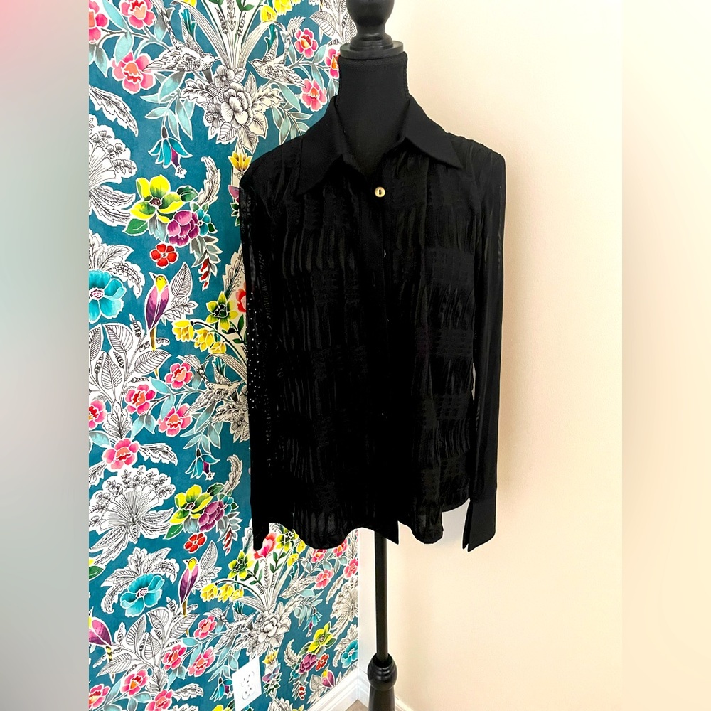 Vintage Amanda Collectiom black blouse size L